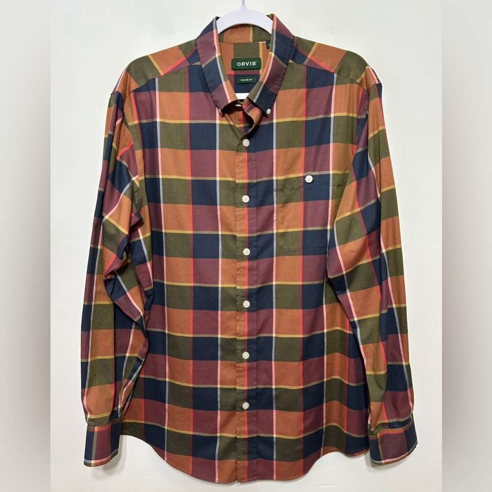 Orvis Wrinkle Free Classic Fit Tartan Plaid Button Down Shirt Mens Size Large - Picture 2 of 9